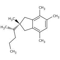 2d structure of (2S)-2,4,5,7-tetramethyl-2-[(2S)-pentan-2-yl]-2,3-dihydro-1H-indene