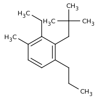 2d structure of 2-(2,2-dimethylpropyl)-3-ethyl-4-methyl-1-propylbenzene