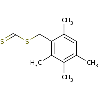 2d structure of {[(2,3,4,6-tetramethylphenyl)methyl]sulfanyl}carbothialdehyde