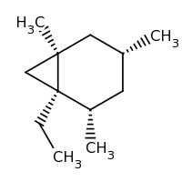 2d structure of (1R,2S,4R,6R)-1-ethyl-2,4,6-trimethylbicyclo[4.1.0]heptane