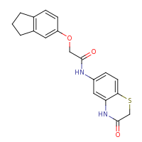 2d structure of 2-(2,3-dihydro-1H-inden-5-yloxy)-N-(3-oxo-3,4-dihydro-2H-1,4-benzothiazin-6-yl)acetamide