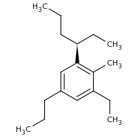 2d structure of 1-ethyl-3-[(3R)-hexan-3-yl]-2-methyl-5-propylbenzene