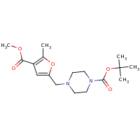 2d structure of tert-butyl 4-{[4-(methoxycarbonyl)-5-methylfuran-2-yl]methyl}piperazine-1-carboxylate