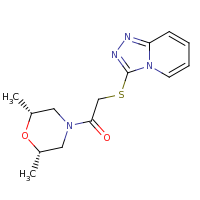 2d structure of 1-[(2R,6S)-2,6-dimethylmorpholin-4-yl]-2-{[1,2,4]triazolo[4,3-a]pyridin-3-ylsulfanyl}ethan-1-one