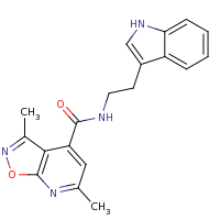 2d structure of N-[2-(1H-indol-3-yl)ethyl]-3,6-dimethyl-[1,2]oxazolo[5,4-b]pyridine-4-carboxamide