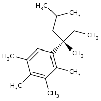 2d structure of 1-[(3S)-3,5-dimethylhexan-3-yl]-2,3,4,5-tetramethylbenzene