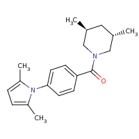 2d structure of (3S,5S)-1-{[4-(2,5-dimethyl-1H-pyrrol-1-yl)phenyl]carbonyl}-3,5-dimethylpiperidine