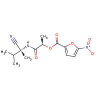 2d structure of (1R)-1-{[(1R)-1-cyano-1,2-dimethylpropyl]carbamoyl}ethyl 5-nitrofuran-2-carboxylate
