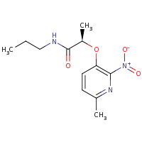 2d structure of (2R)-2-[(6-methyl-2-nitropyridin-3-yl)oxy]-N-propylpropanamide