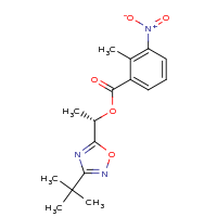 2d structure of (1S)-1-(3-tert-butyl-1,2,4-oxadiazol-5-yl)ethyl 2-methyl-3-nitrobenzoate