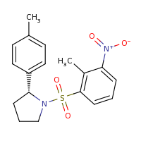 2d structure of (2R)-1-[(2-methyl-3-nitrobenzene)sulfonyl]-2-(4-methylphenyl)pyrrolidine