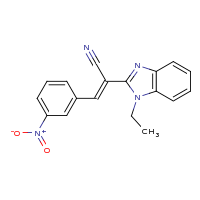 2d structure of (2E)-2-(1-ethyl-1H-1,3-benzodiazol-2-yl)-3-(3-nitrophenyl)prop-2-enenitrile