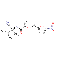 2d structure of (1S)-1-{[(1S)-1-cyano-1,2-dimethylpropyl]carbamoyl}ethyl 5-nitrofuran-2-carboxylate