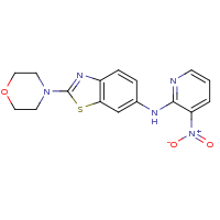 2d structure of 2-(morpholin-4-yl)-N-(3-nitropyridin-2-yl)-1,3-benzothiazol-6-amine