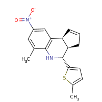 2d structure of (3aR,4R,9bS)-6-methyl-4-(5-methylthiophen-2-yl)-8-nitro-3H,3aH,4H,5H,9bH-cyclopenta[c]quinoline
