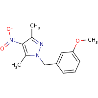 2d structure of 1-[(3-methoxyphenyl)methyl]-3,5-dimethyl-4-nitro-1H-pyrazole