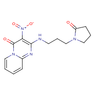2d structure of 1-[3-({3-nitro-4-oxo-4H-pyrido[1,2-a]pyrimidin-2-yl}amino)propyl]pyrrolidin-2-one