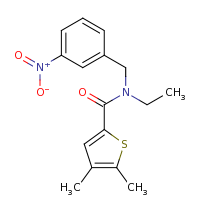 2d structure of N-ethyl-4,5-dimethyl-N-[(3-nitrophenyl)methyl]thiophene-2-carboxamide