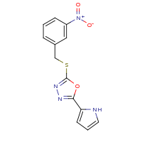 2d structure of 2-{[(3-nitrophenyl)methyl]sulfanyl}-5-(1H-pyrrol-2-yl)-1,3,4-oxadiazole