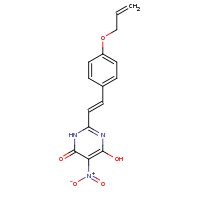 2d structure of 6-hydroxy-5-nitro-2-[(E)-2-[4-(prop-2-en-1-yloxy)phenyl]ethenyl]-3,4-dihydropyrimidin-4-one