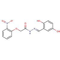 2d structure of N'-[(1E)-(2,5-dihydroxyphenyl)methylidene]-2-(2-nitrophenoxy)acetohydrazide