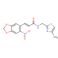 2d structure of (2E)-N-[(4-methyl-1,3-thiazol-2-yl)methyl]-3-(6-nitro-2H-1,3-benzodioxol-5-yl)prop-2-enamide