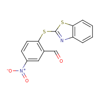 2d structure of 2-(1,3-benzothiazol-2-ylsulfanyl)-5-nitrobenzaldehyde