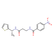 2d structure of 3-[(4-nitrophenyl)formamido]-N-[(1R)-1-(thiophen-2-yl)ethyl]propanamide