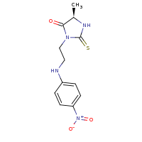 2d structure of (5R)-5-methyl-3-{2-[(4-nitrophenyl)amino]ethyl}-2-sulfanylideneimidazolidin-4-one