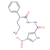 2d structure of 4-nitro-N'-[(2R)-2-phenylpentanoyl]-1H-pyrrole-2-carbohydrazide