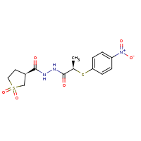2d structure of (3S)-N'-[(2R)-2-[(4-nitrophenyl)sulfanyl]propanoyl]-1,1-dioxo-1$l^{6}-thiolane-3-carbohydrazide