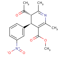 2d structure of methyl (4R,5S)-5-acetyl-2,6-dimethyl-4-(3-nitrophenyl)-4,5-dihydropyridine-3-carboxylate