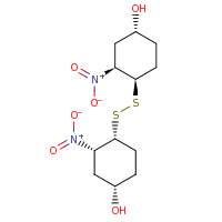 2d structure of (1S,3S,4R)-4-{[(1R,2S,4R)-4-hydroxy-2-nitrocyclohexyl]disulfanyl}-3-nitrocyclohexan-1-ol