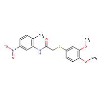 2d structure of 2-[(3,4-dimethoxyphenyl)sulfanyl]-N-(2-methyl-5-nitrophenyl)acetamide