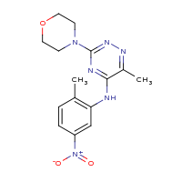 2d structure of 6-methyl-N-(2-methyl-5-nitrophenyl)-3-(morpholin-4-yl)-1,2,4-triazin-5-amine