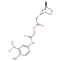 2d structure of [(4-methyl-3-nitrophenyl)carbamoyl]methyl 2-[(1R,2S,4S)-bicyclo[2.2.1]heptan-2-yl]acetate