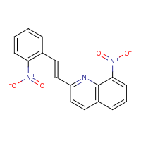 2d structure of 8-nitro-2-[(E)-2-(2-nitrophenyl)ethenyl]quinoline