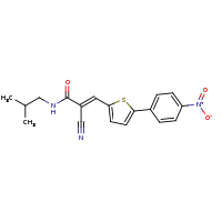 2d structure of (2E)-2-cyano-N-(2-methylpropyl)-3-[5-(4-nitrophenyl)thiophen-2-yl]prop-2-enamide