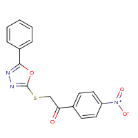 2d structure of 1-(4-nitrophenyl)-2-[(5-phenyl-1,3,4-oxadiazol-2-yl)sulfanyl]ethan-1-one