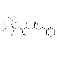 2d structure of (2R)-2-(3,5-dimethyl-4-nitro-1H-pyrazol-1-yl)-N-[(2S)-4-phenylbutan-2-yl]propanamide