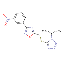 2d structure of 5-({[3-(3-nitrophenyl)-1,2,4-oxadiazol-5-yl]methyl}sulfanyl)-1-(propan-2-yl)-1H-1,2,3,4-tetrazole