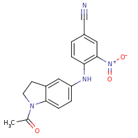 2d structure of 4-[(1-acetyl-2,3-dihydro-1H-indol-5-yl)amino]-3-nitrobenzonitrile