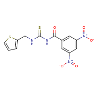 2d structure of 1-[(3,5-dinitrophenyl)carbonyl]-3-(thiophen-2-ylmethyl)thiourea