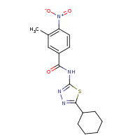 2d structure of N-(5-cyclohexyl-1,3,4-thiadiazol-2-yl)-3-methyl-4-nitrobenzamide
