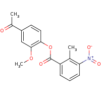 2d structure of 4-acetyl-2-methoxyphenyl 2-methyl-3-nitrobenzoate