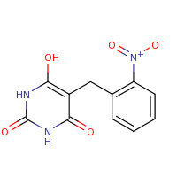 2d structure of 6-hydroxy-5-[(2-nitrophenyl)methyl]-1,2,3,4-tetrahydropyrimidine-2,4-dione