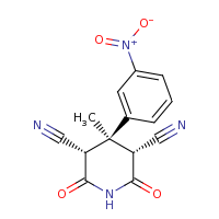 2d structure of (3S,4R,5R)-4-methyl-4-(3-nitrophenyl)-2,6-dioxopiperidine-3,5-dicarbonitrile