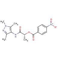 2d structure of (1R)-1-[(1,3,5-trimethyl-1H-pyrazol-4-yl)carbamoyl]ethyl 4-nitrobenzoate
