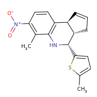 2d structure of (3aS,4R,9bS)-6-methyl-4-(5-methylthiophen-2-yl)-7-nitro-3H,3aH,4H,5H,9bH-cyclopenta[c]quinoline