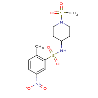 2d structure of N-(1-methanesulfonylpiperidin-4-yl)-2-methyl-5-nitrobenzene-1-sulfonamide